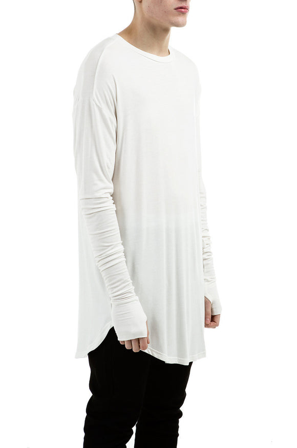 Long Sleeve Under Scoop T-shirt -White