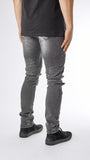 Ripped Stone Wash Biker Denim - Black